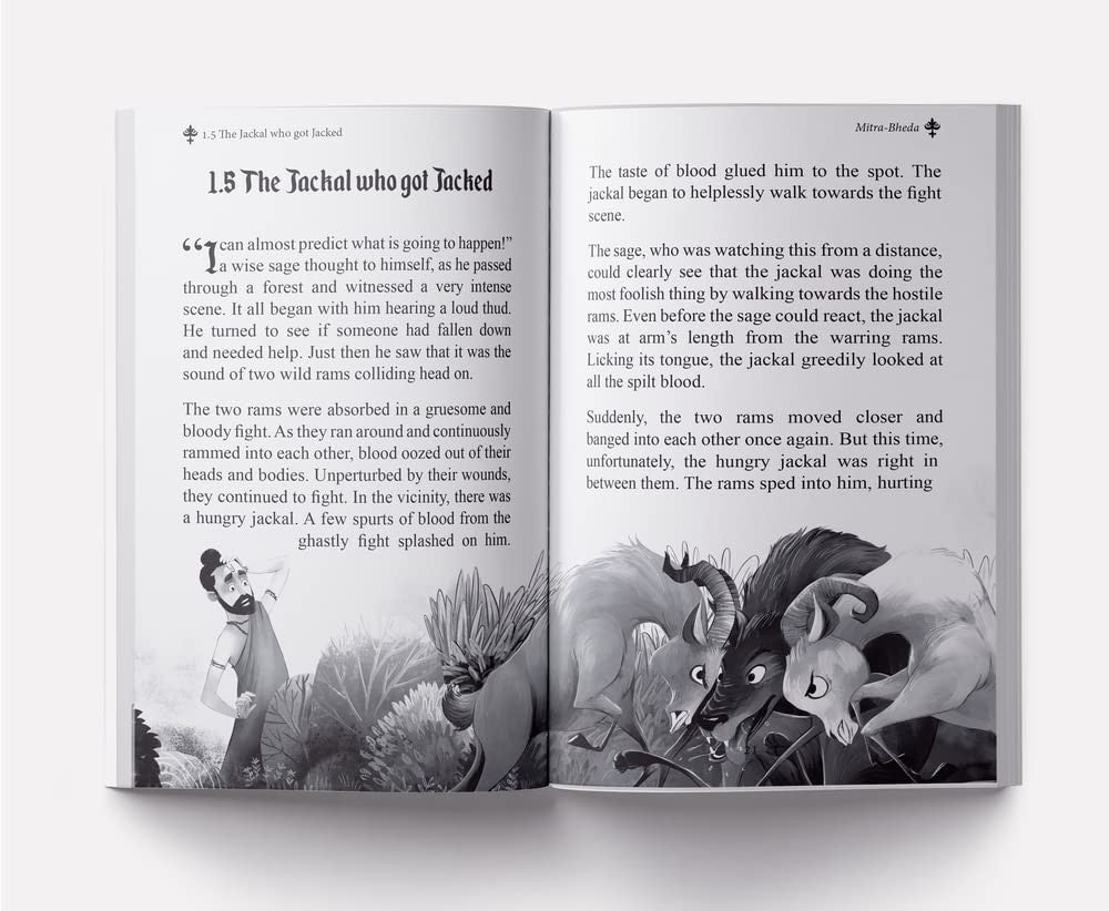 Pandit Vishnu Sharma's Panchatantra For Children: Illustrated stories (Black and White)