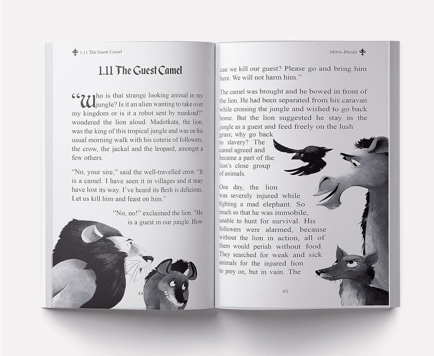 Pandit Vishnu Sharma's Panchatantra For Children: Illustrated stories (Black and White)