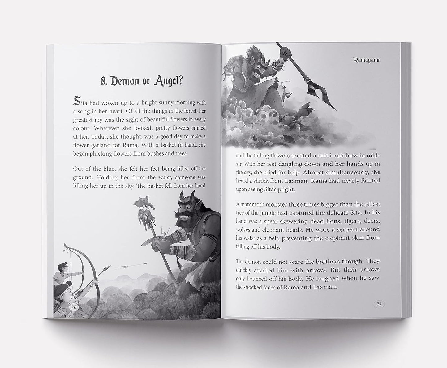 Illustrated Ramayana for children by Shubha Vilas - Black & White Paperback