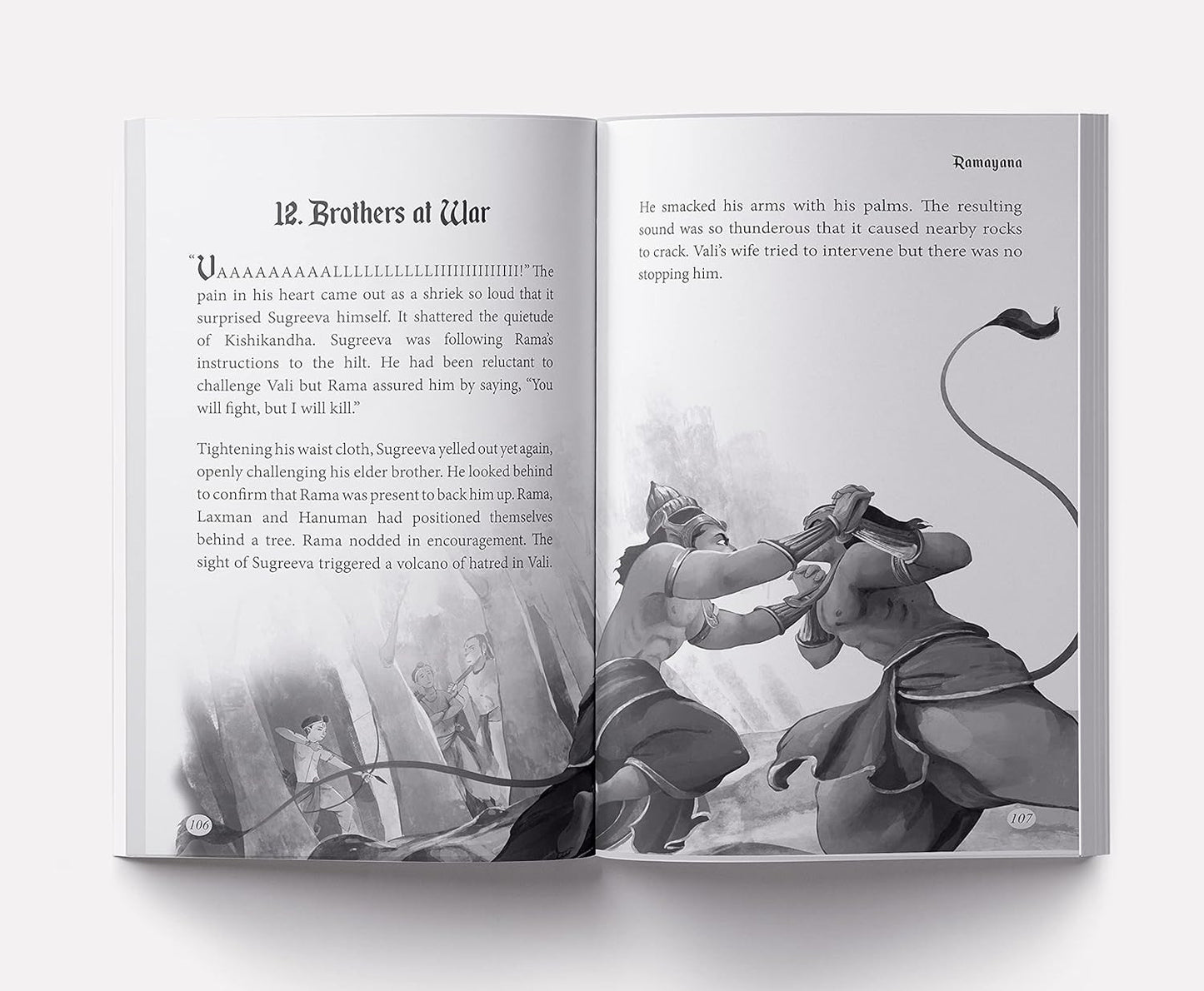 Illustrated Ramayana for children by Shubha Vilas - Black & White Paperback