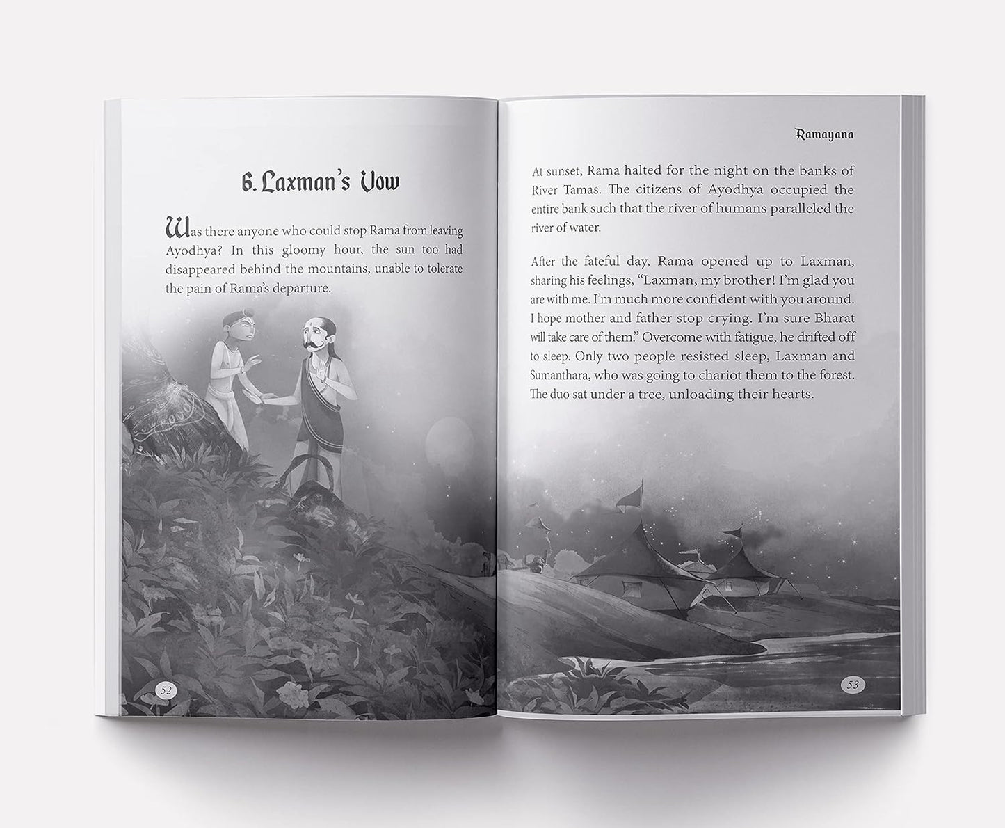 Illustrated Ramayana for children by Shubha Vilas - Black & White Paperback