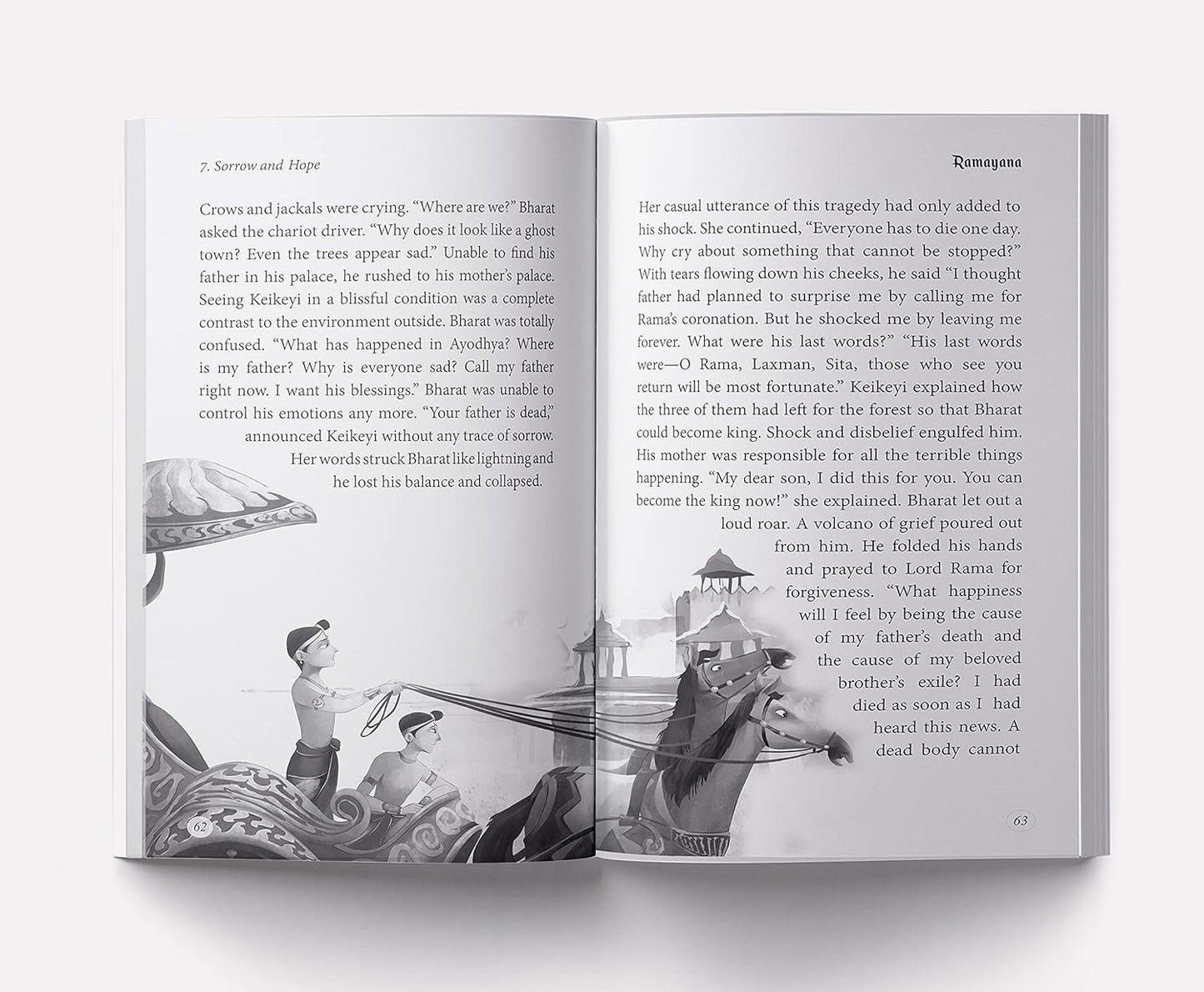 Illustrated Ramayana for children by Shubha Vilas - Black & White Paperback