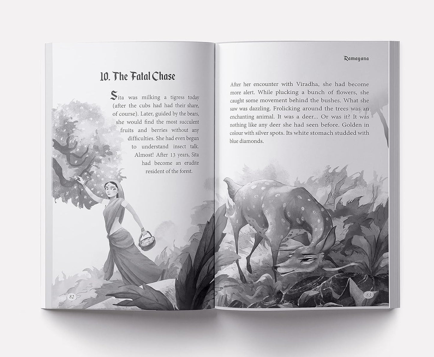 Illustrated Ramayana for children by Shubha Vilas - Black & White Paperback