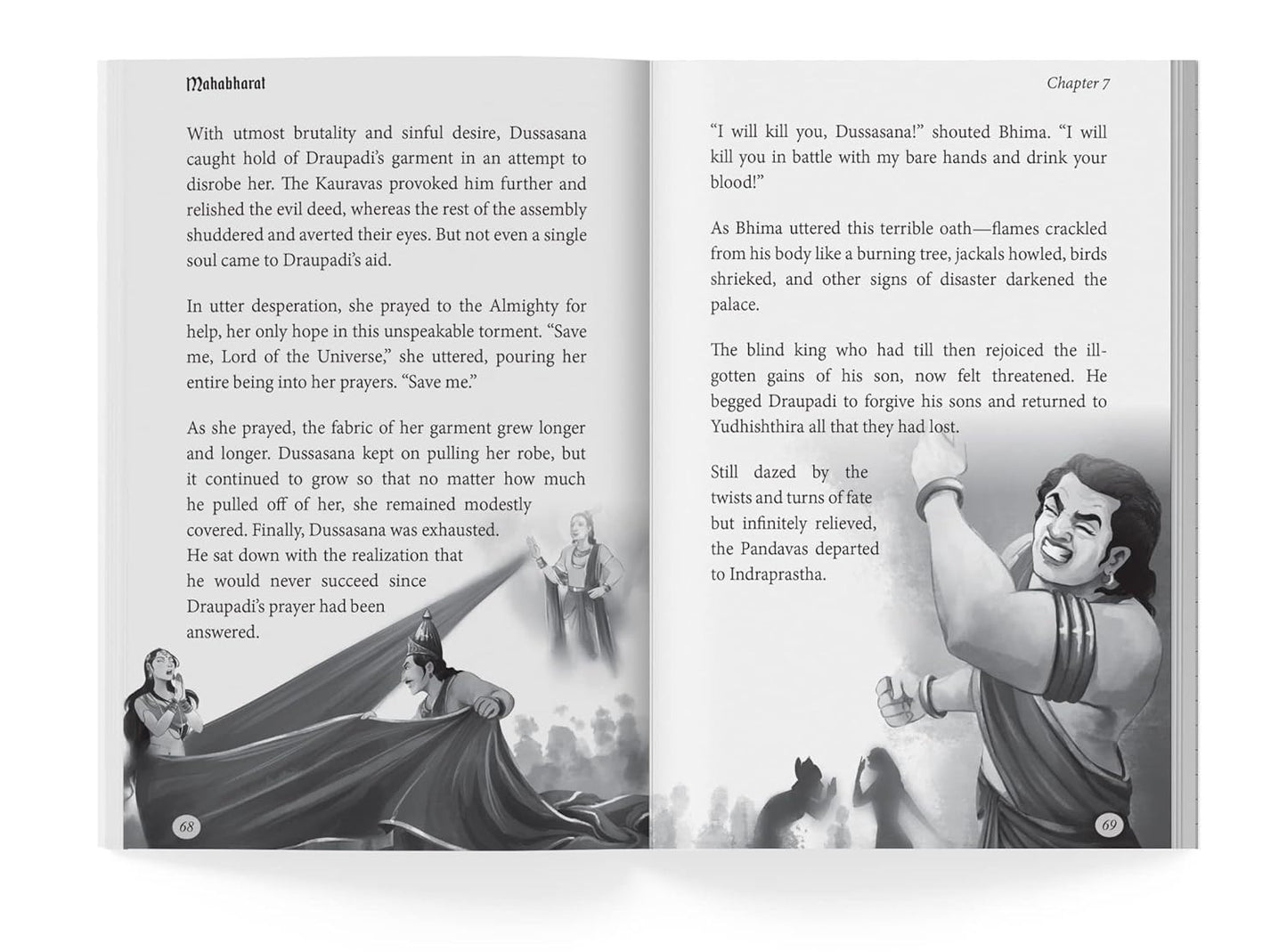 Mahabharata - Illustrated Book For Children - Black and white - Paperback