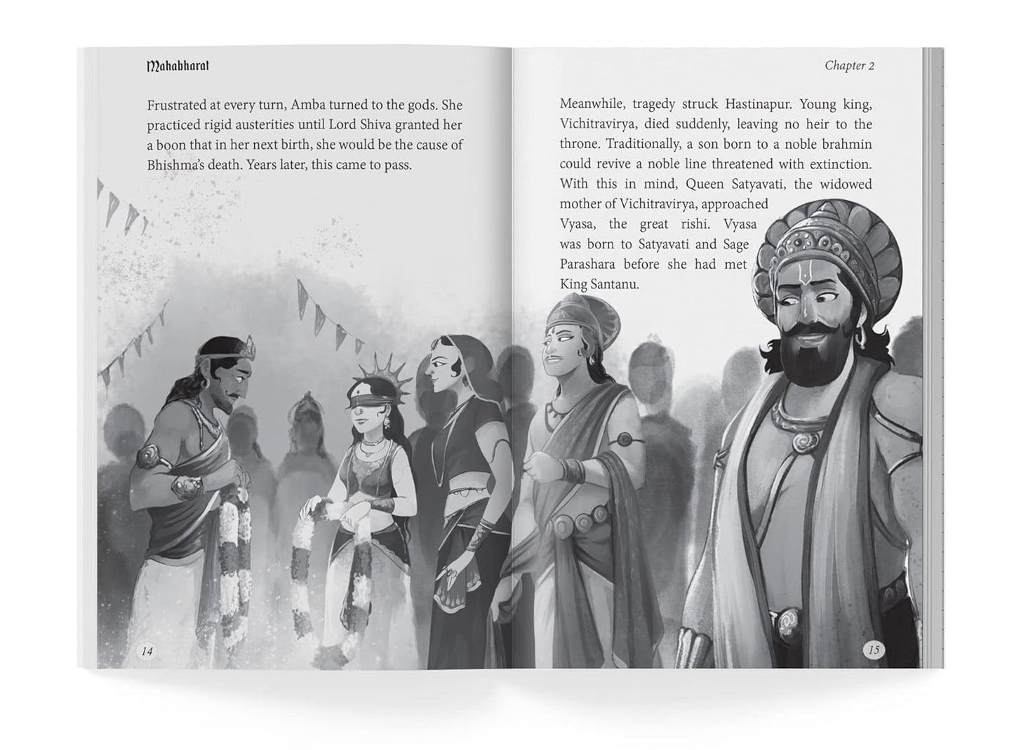 Mahabharata - Illustrated Book For Children - Black and white - Paperback